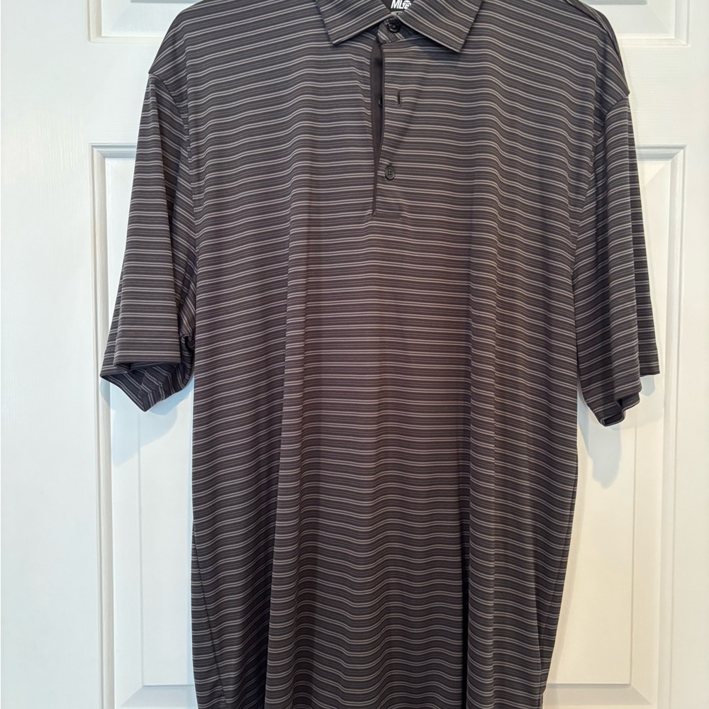 Greg Norman Collection Gray Striped Polo Shirt